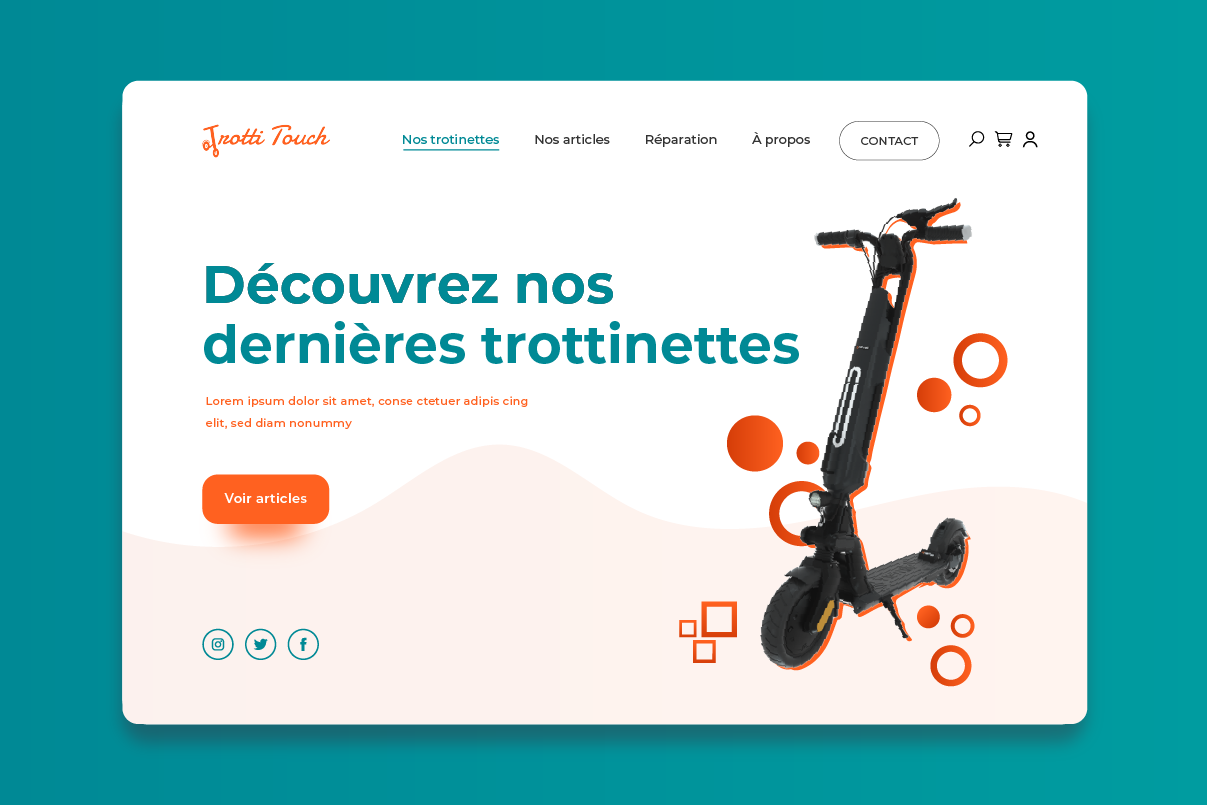 maquette de site web pour Trotti Touch